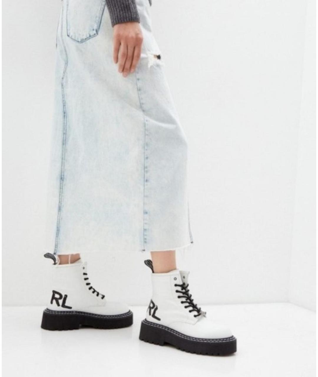 KARL LAGERFELD Белые кожаные ботинки, фото 8