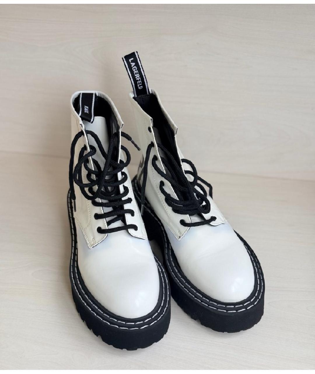 KARL LAGERFELD Белые кожаные ботинки, фото 3