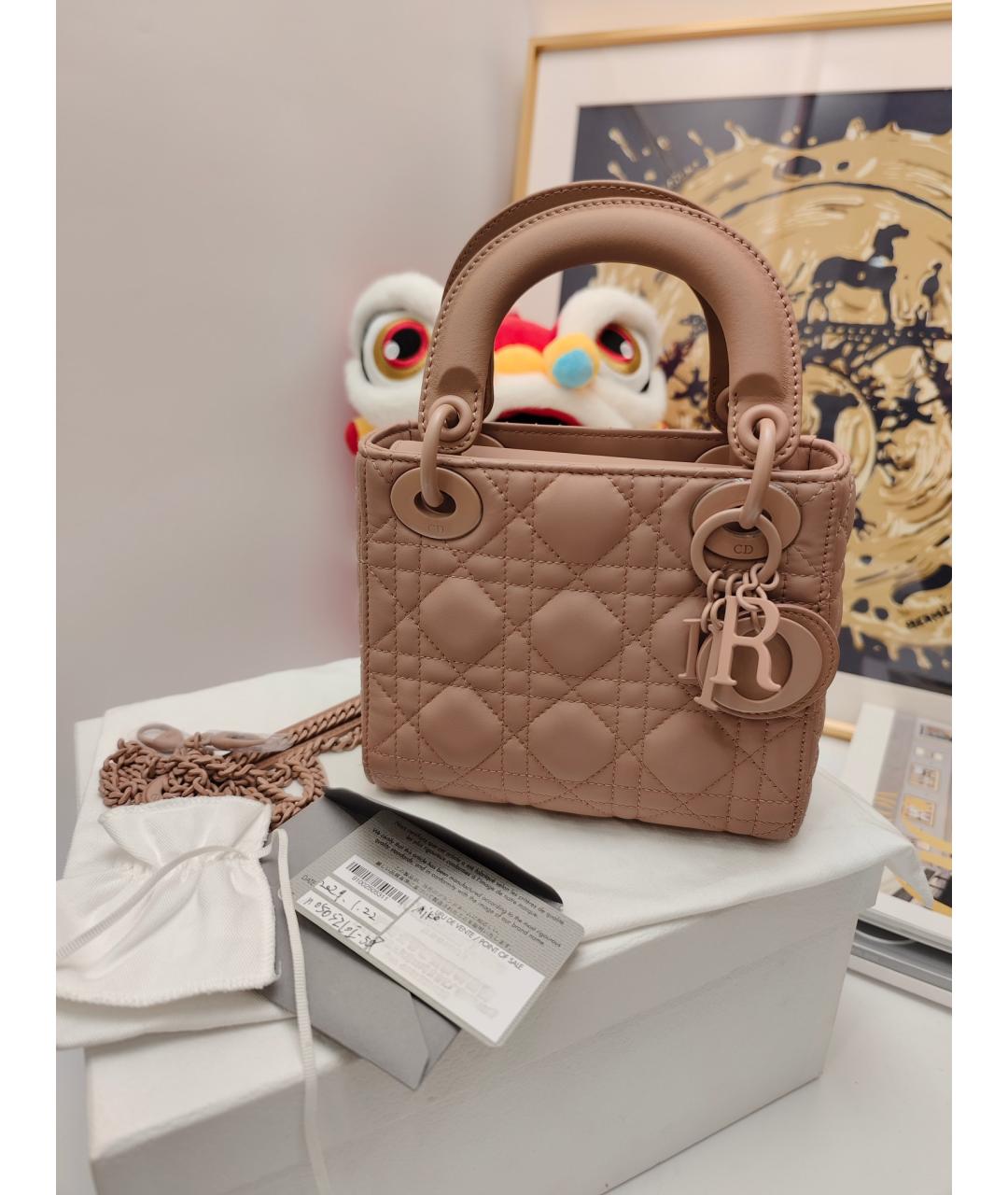 CHRISTIAN DIOR Розовая кожаная сумка с короткими ручками, фото 10