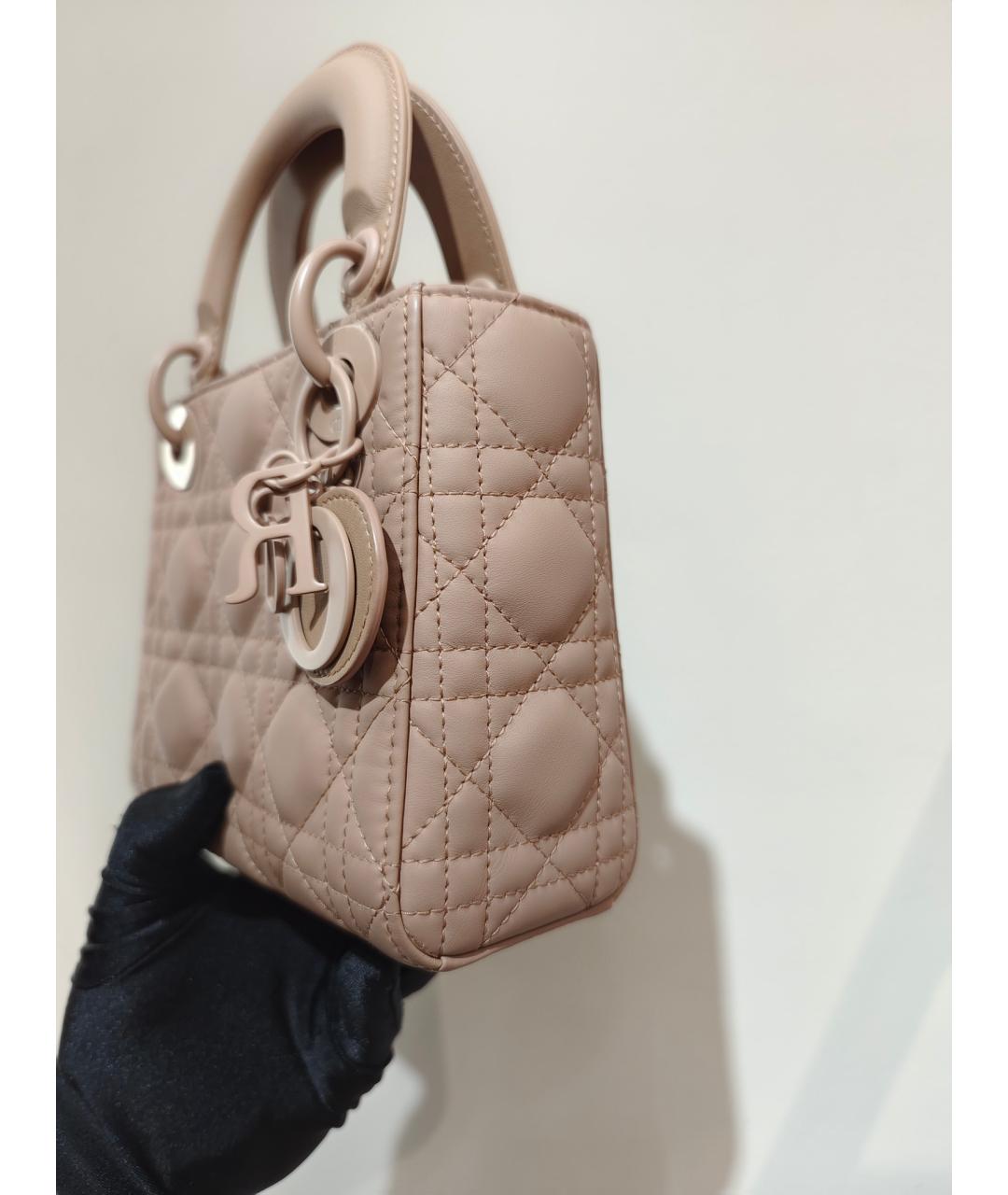 CHRISTIAN DIOR Розовая кожаная сумка с короткими ручками, фото 4