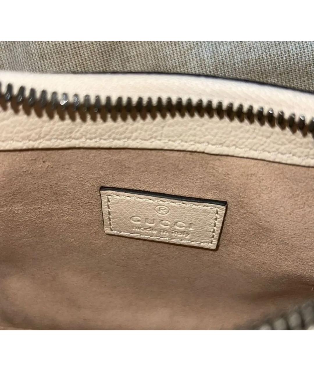 GUCCI Бежевая кожаная сумка с короткими ручками, фото 7