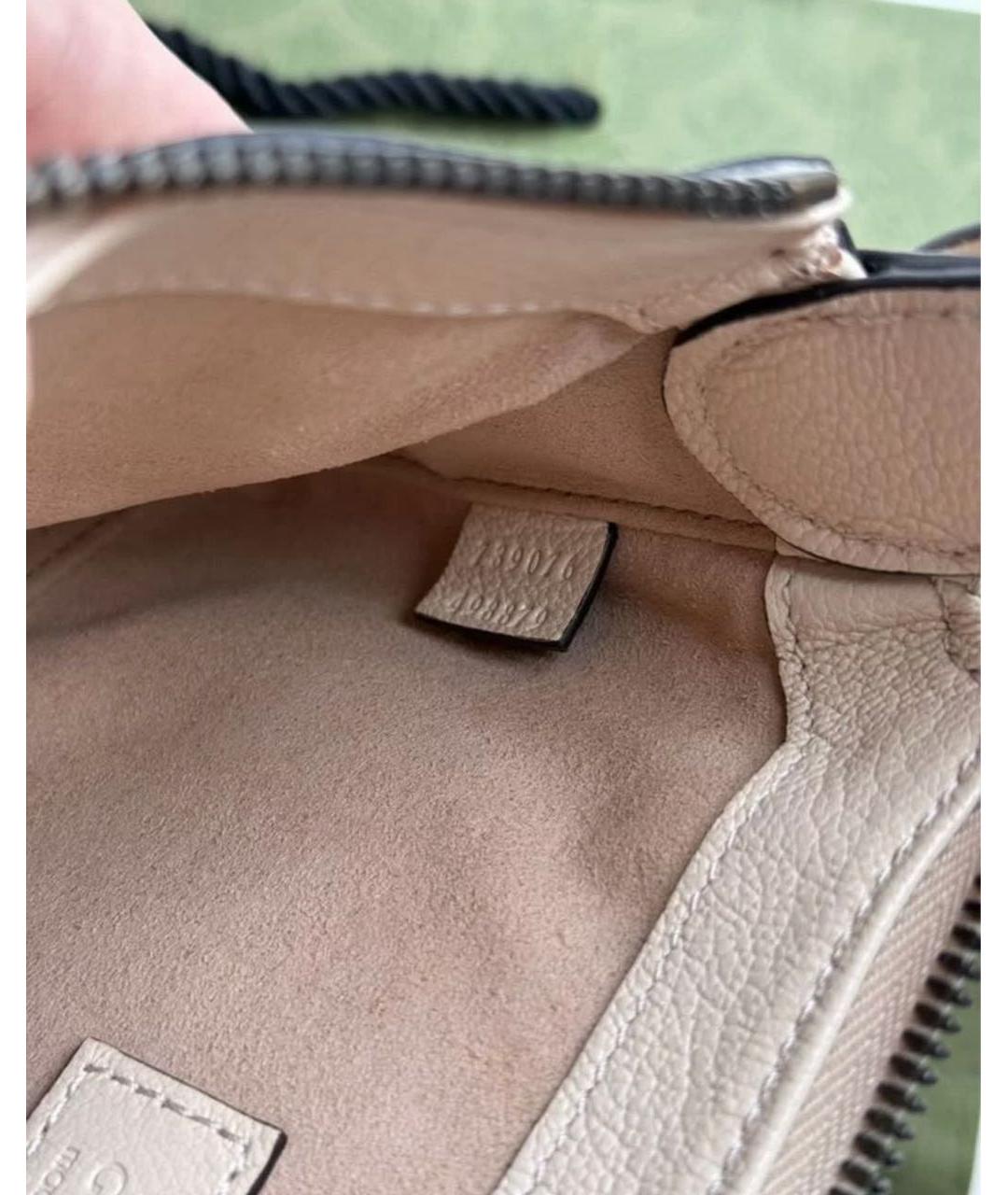 GUCCI Бежевая кожаная сумка с короткими ручками, фото 6