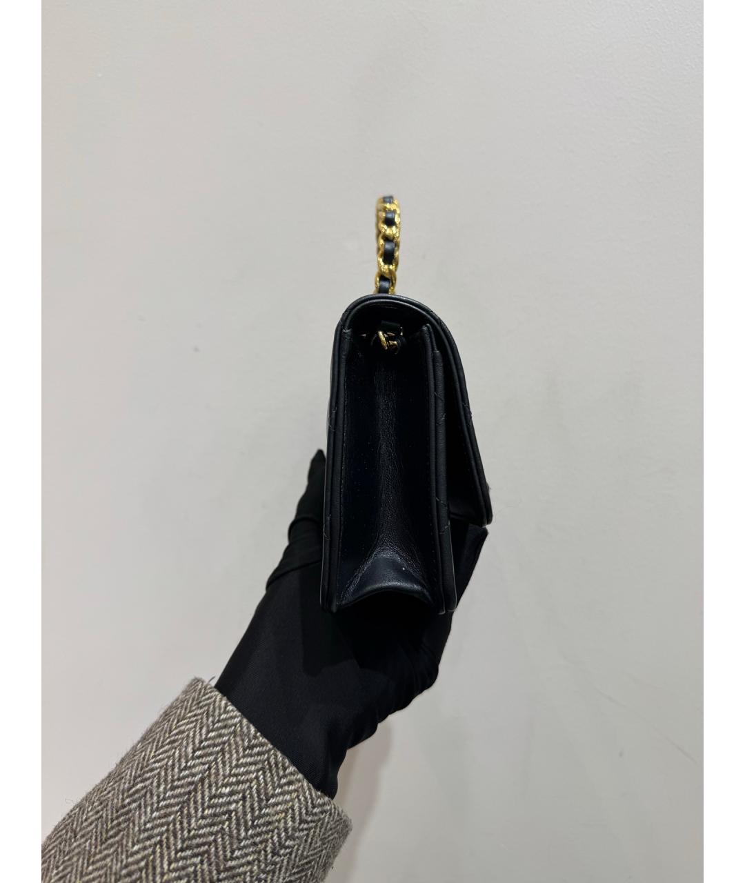 CHANEL Черная кожаная сумка с короткими ручками, фото 5