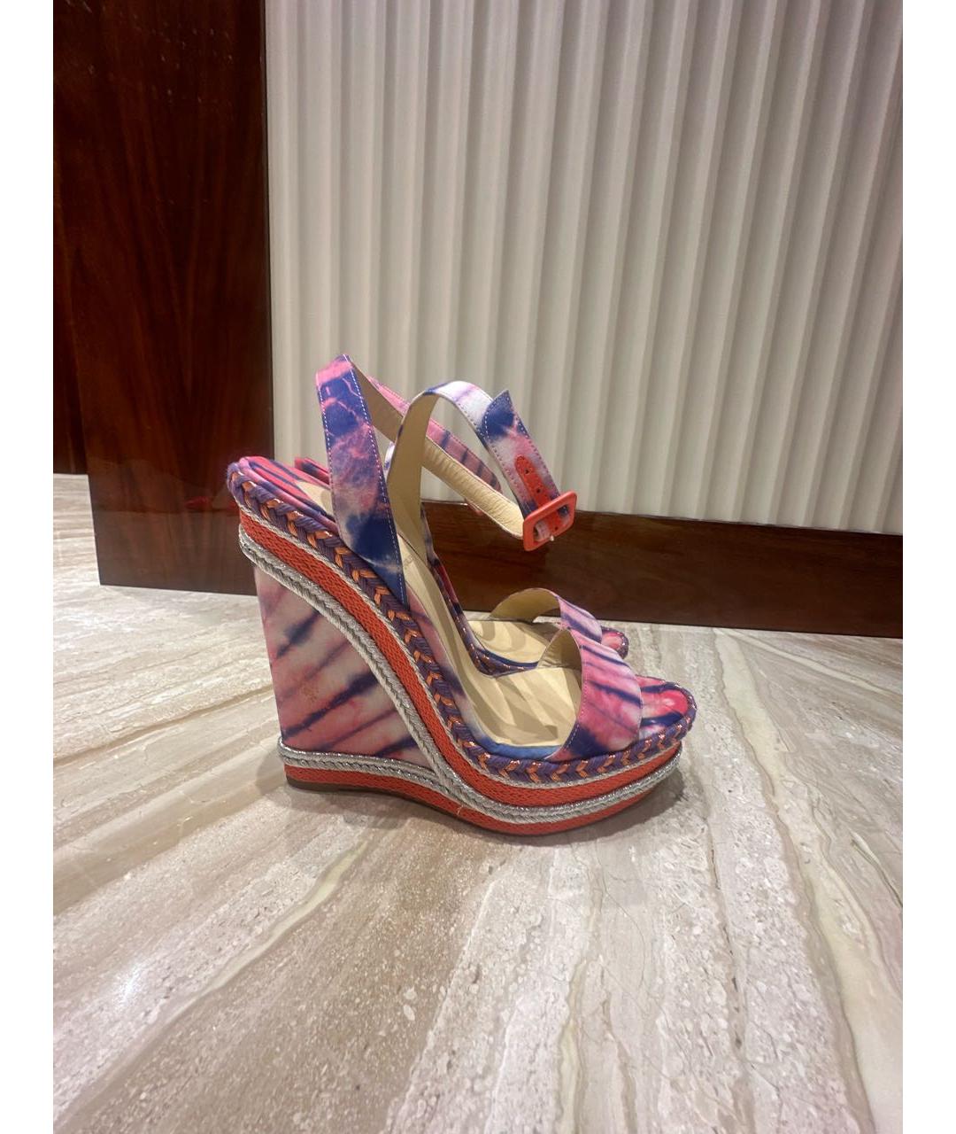 CHRISTIAN LOUBOUTIN Мульти текстильные босоножки, фото 5