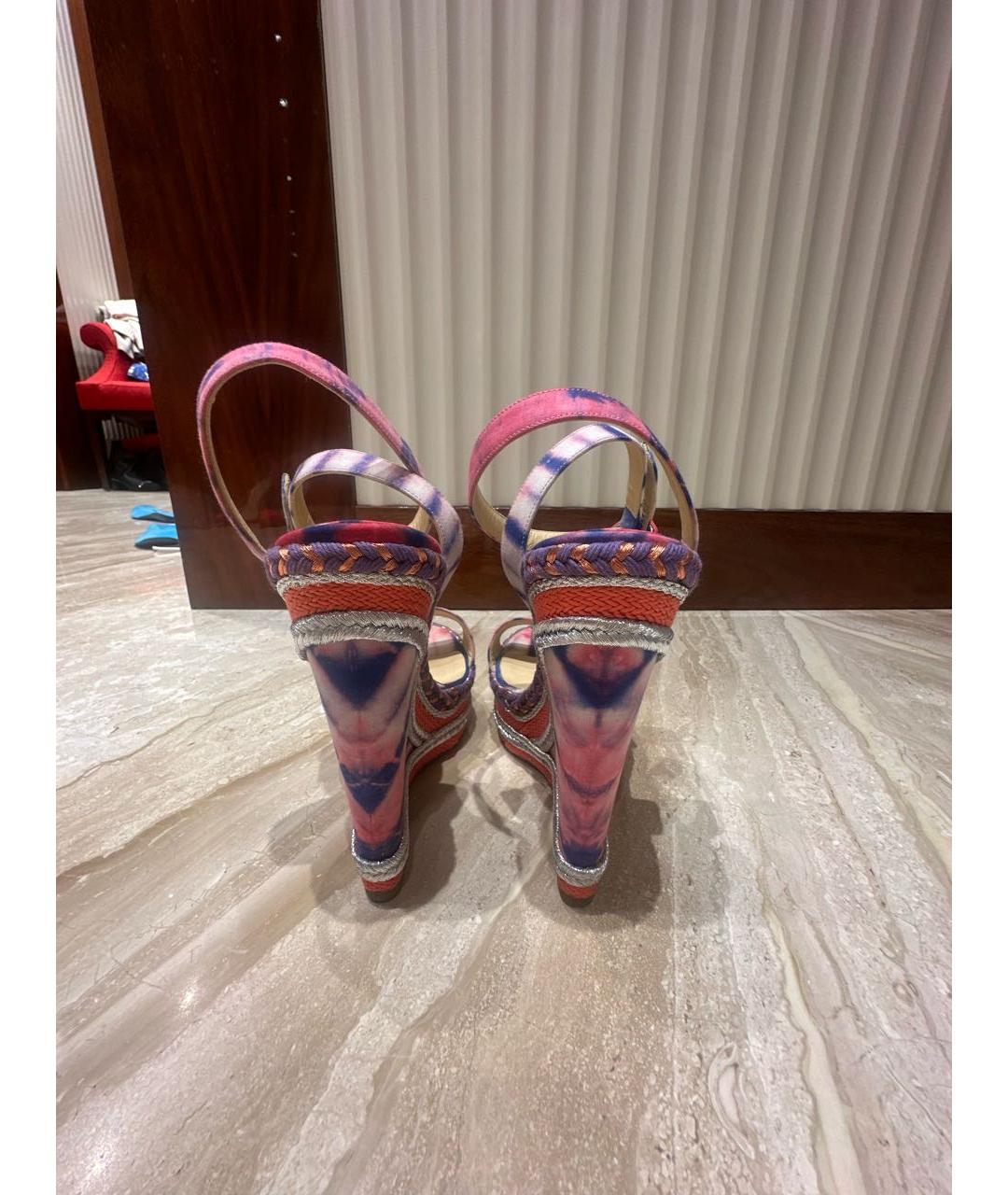 CHRISTIAN LOUBOUTIN Мульти текстильные босоножки, фото 4