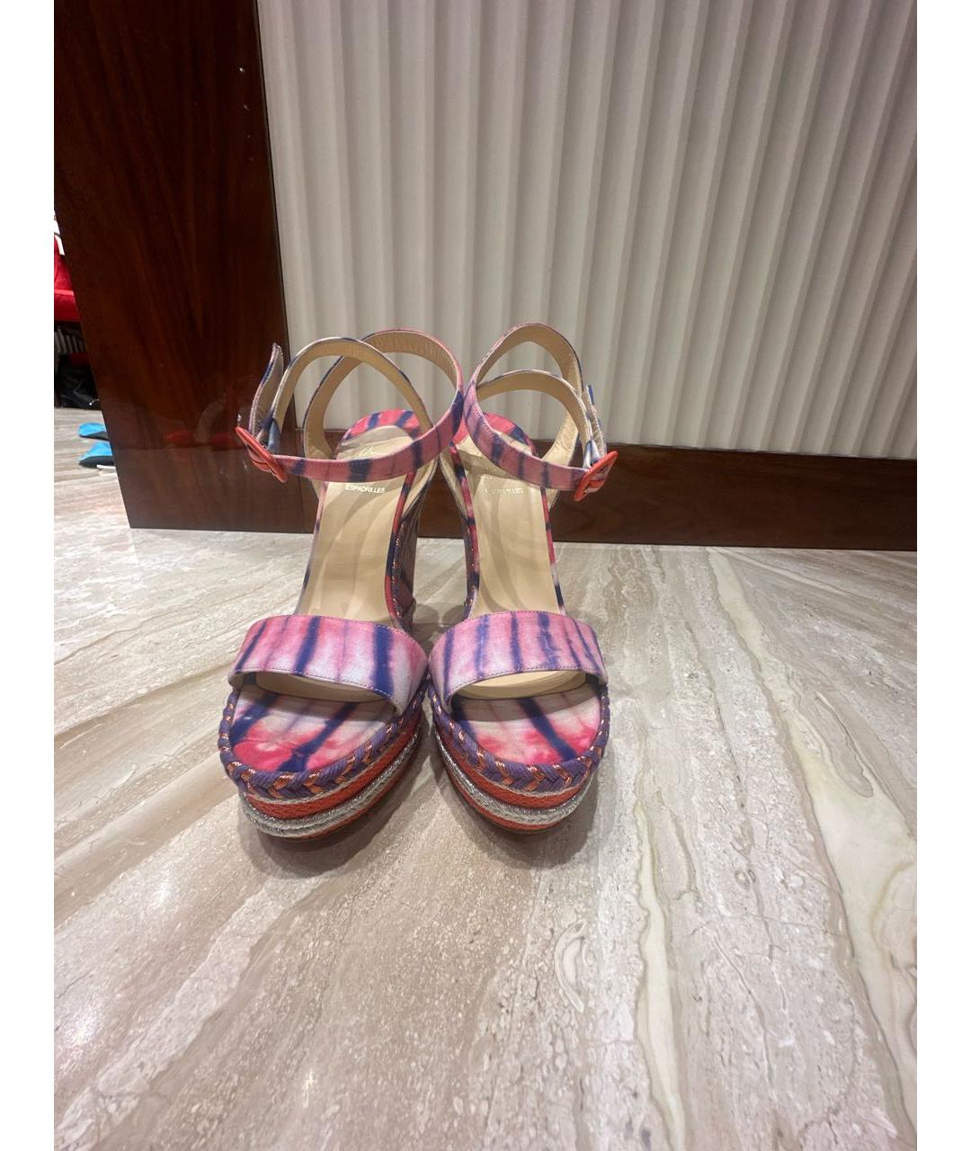 CHRISTIAN LOUBOUTIN Мульти текстильные босоножки, фото 2