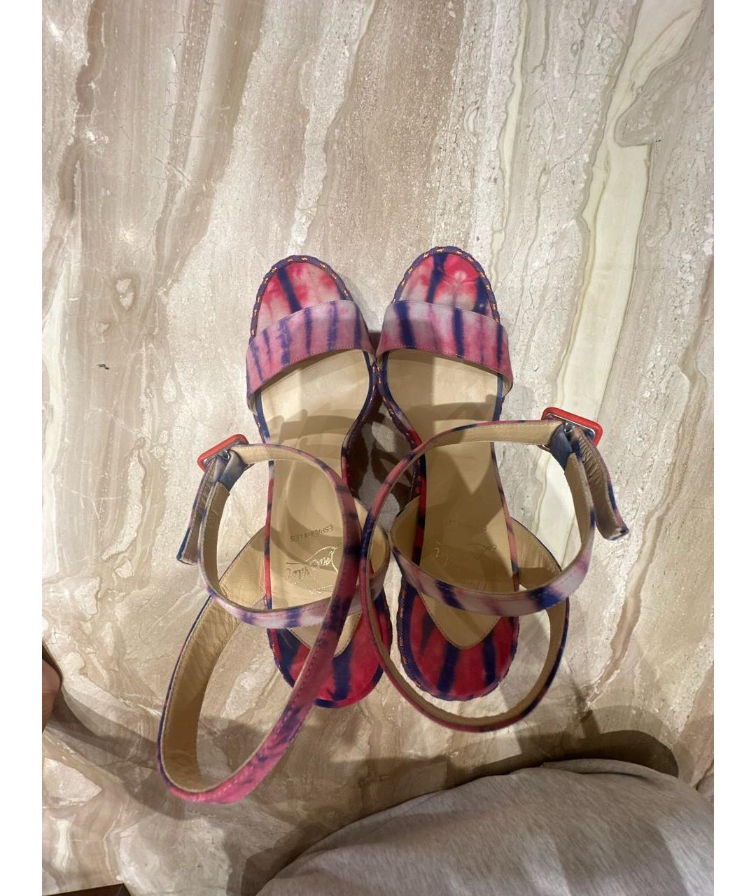 CHRISTIAN LOUBOUTIN Мульти текстильные босоножки, фото 3