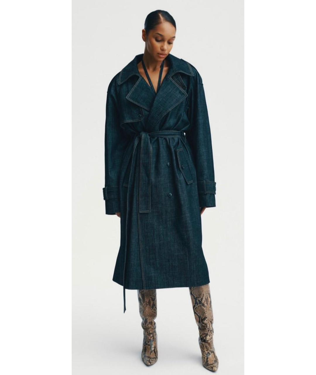 THE MANNEI Темно-синий хлопковый тренч/плащ, фото 7