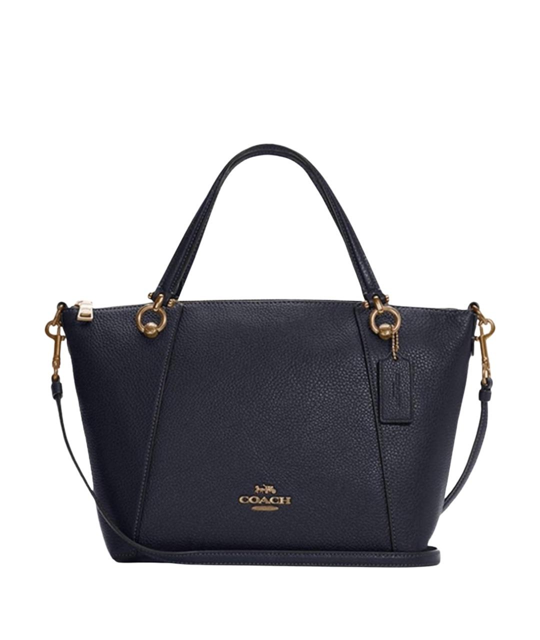 COACH Черная кожаная сумка с короткими ручками, фото 1