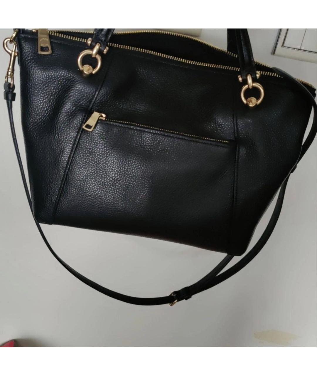 COACH Черная кожаная сумка с короткими ручками, фото 8