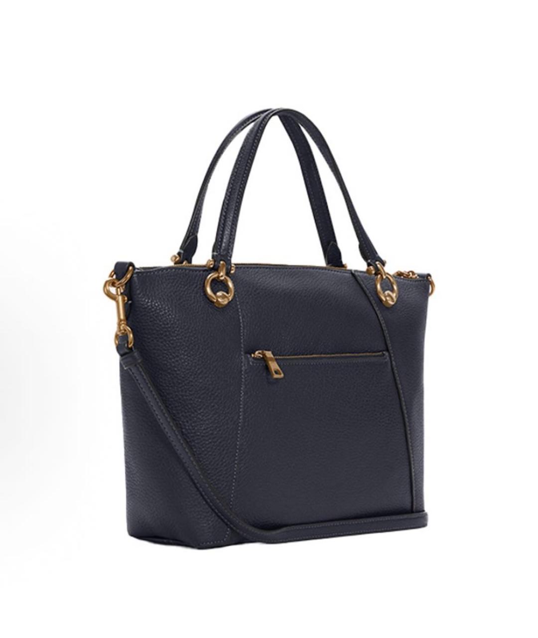 COACH Черная кожаная сумка с короткими ручками, фото 2