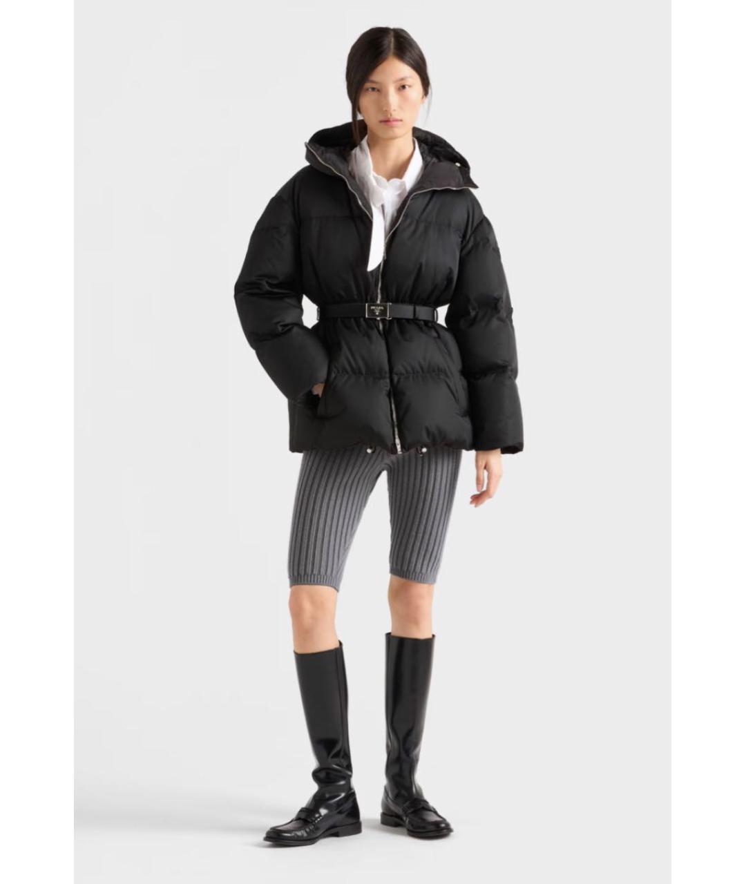 PRADA Черный полиэстеровый пуховик, фото 2