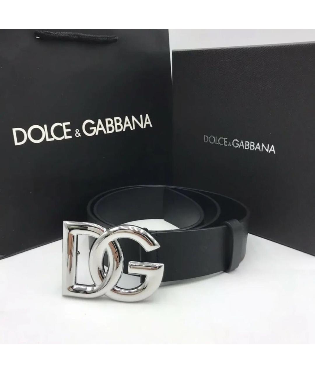 DOLCE&GABBANA Черный кожаный ремень, фото 2