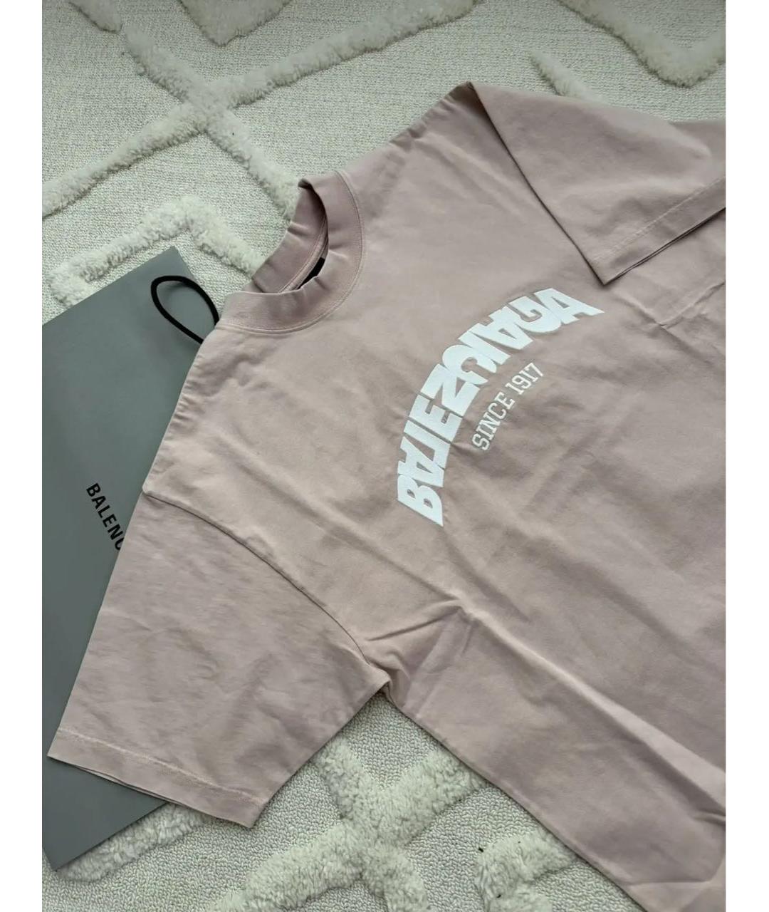 BALENCIAGA Розовая хлопковая футболка, фото 3