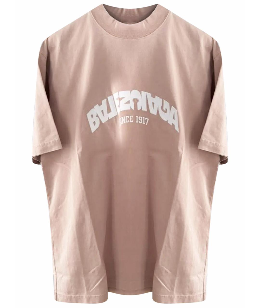 BALENCIAGA Розовая хлопковая футболка, фото 1