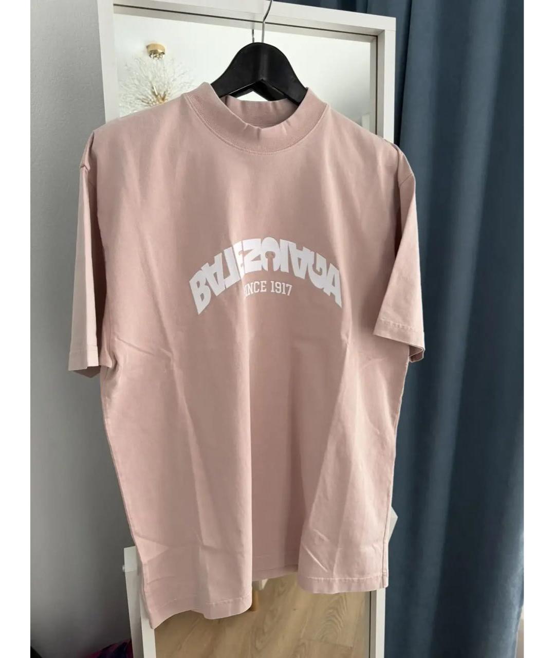 BALENCIAGA Розовая хлопковая футболка, фото 5