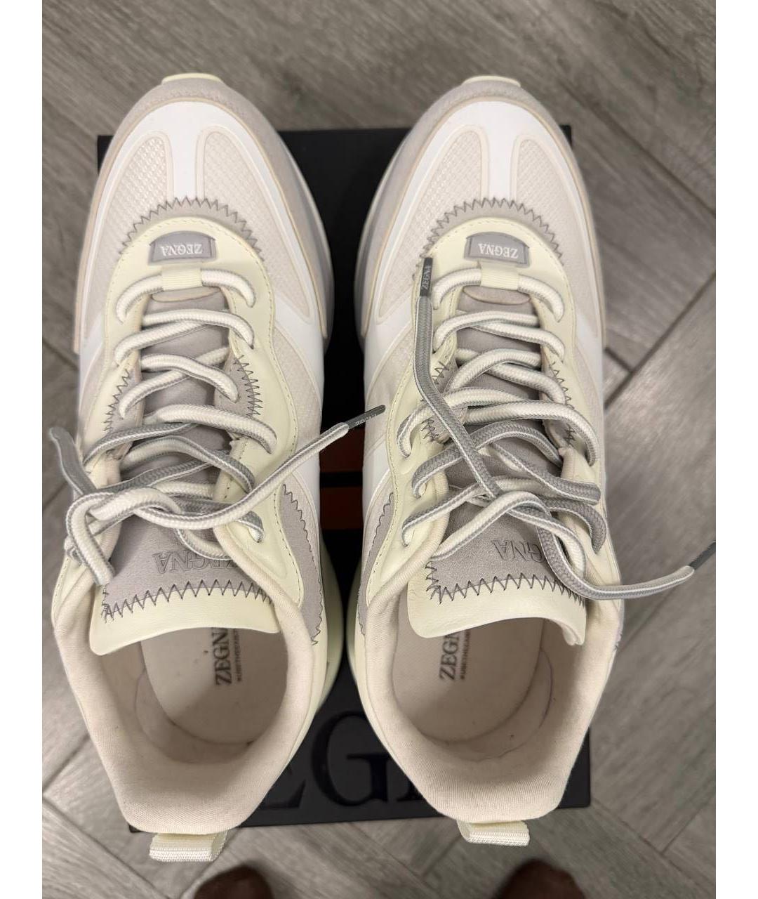 ZEGNA Белые текстильные высокие кроссовки / кеды, фото 2