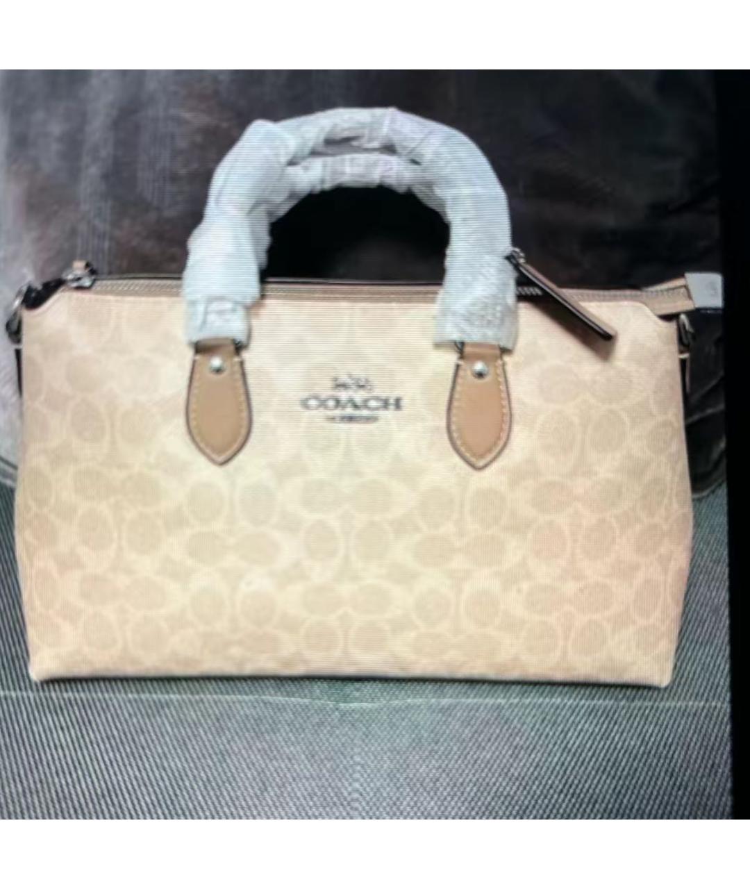 COACH Бежевая сумка с короткими ручками, фото 4