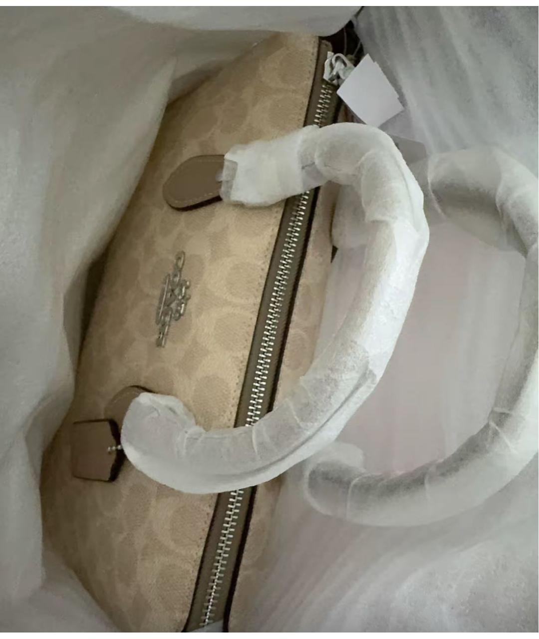 COACH Бежевая сумка с короткими ручками, фото 7