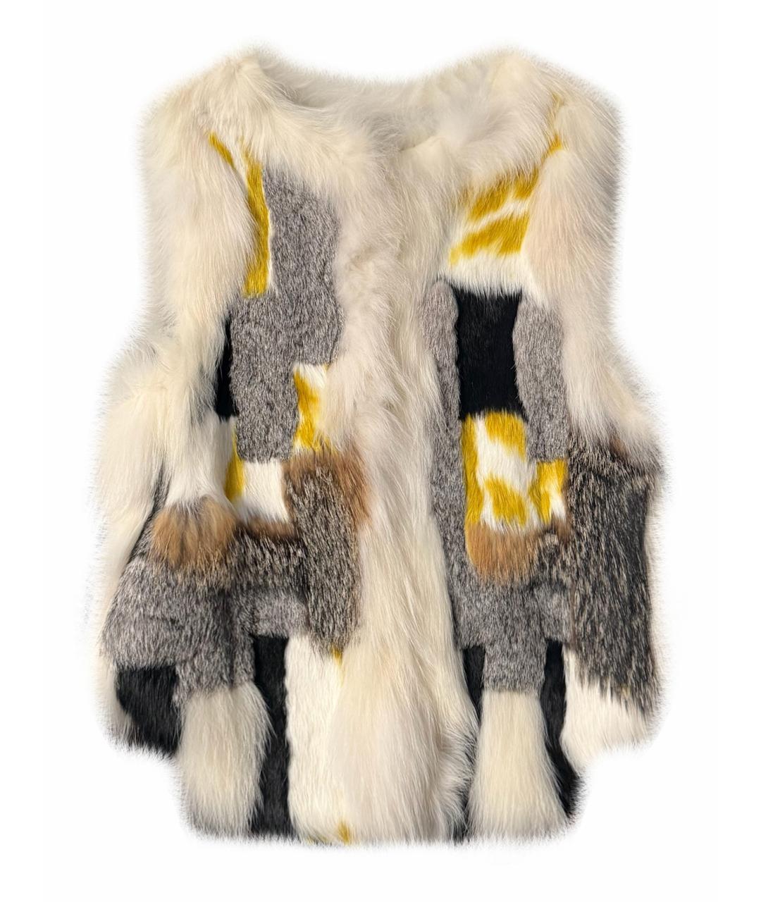 ROBERTO CAVALLI Бежевый меховой жилет, фото 1