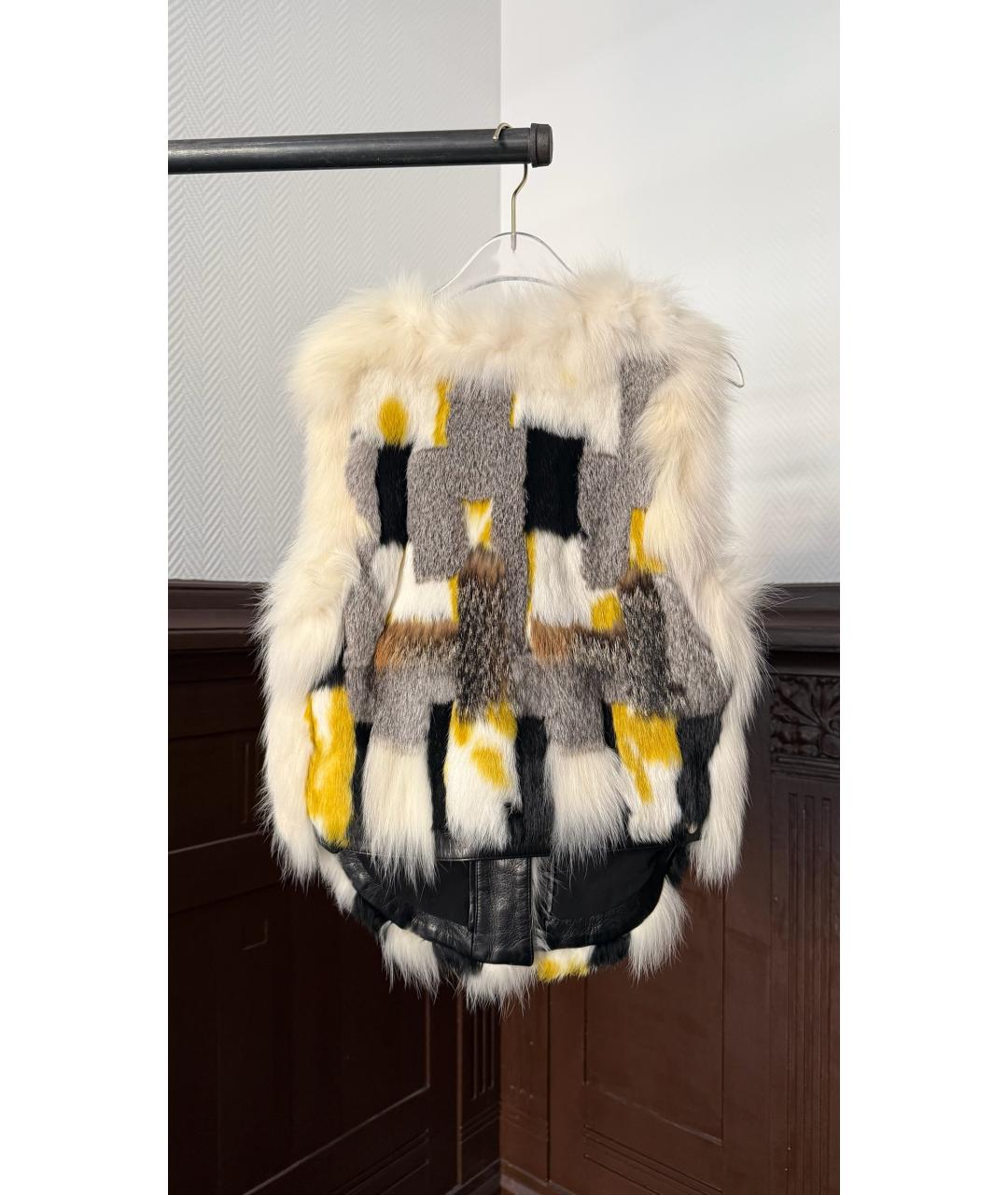 ROBERTO CAVALLI Бежевый меховой жилет, фото 2