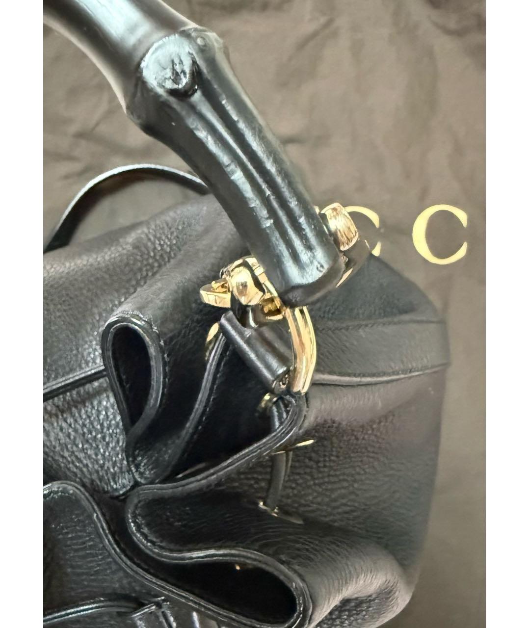 GUCCI Черная кожаная сумка тоут, фото 7