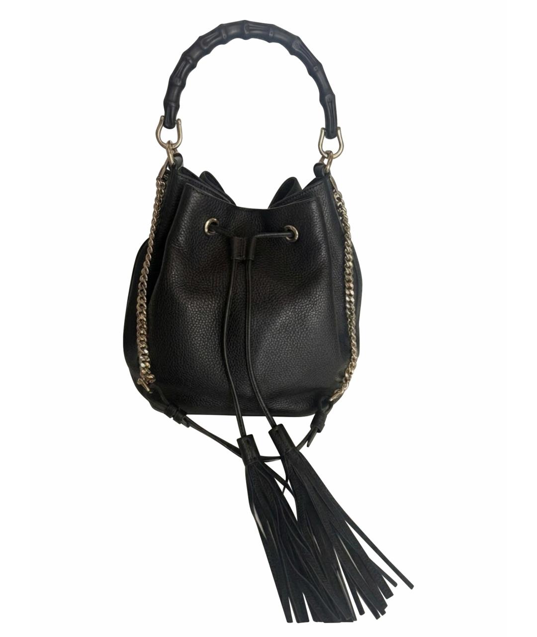 GUCCI Черная кожаная сумка тоут, фото 1