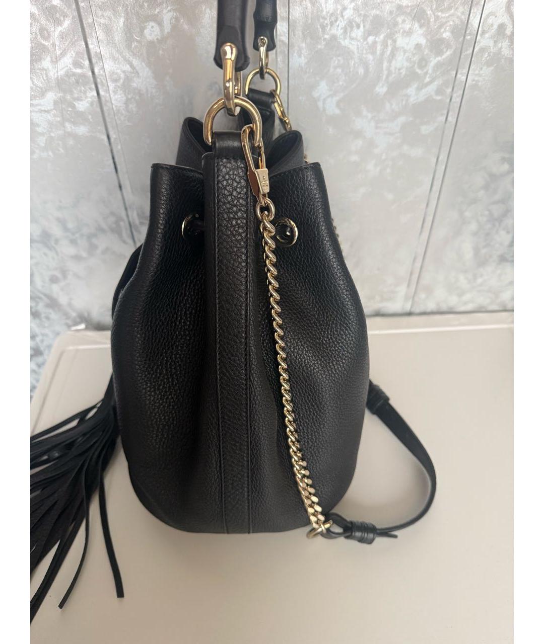 GUCCI Черная кожаная сумка тоут, фото 6