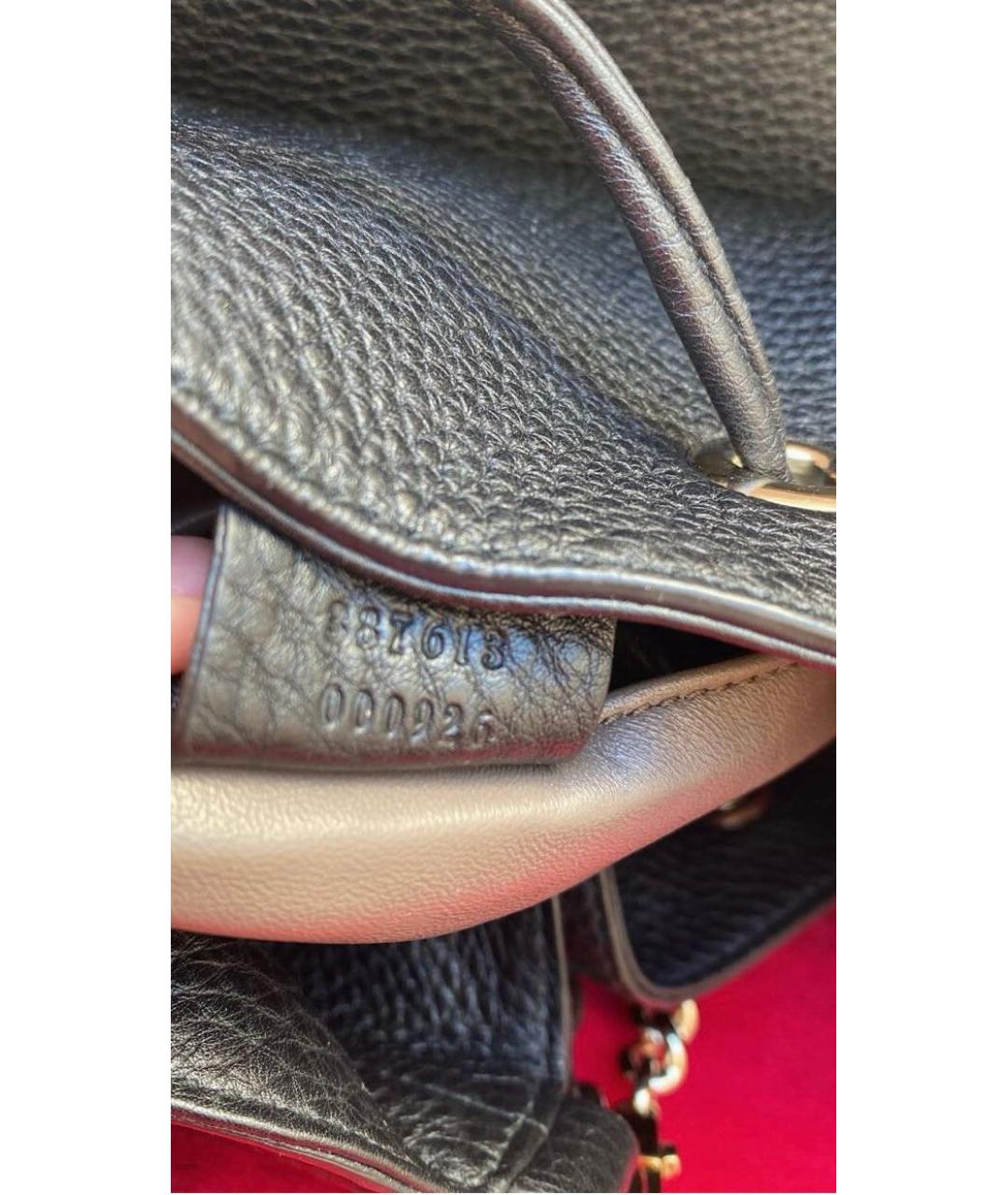 GUCCI Черная кожаная сумка тоут, фото 5