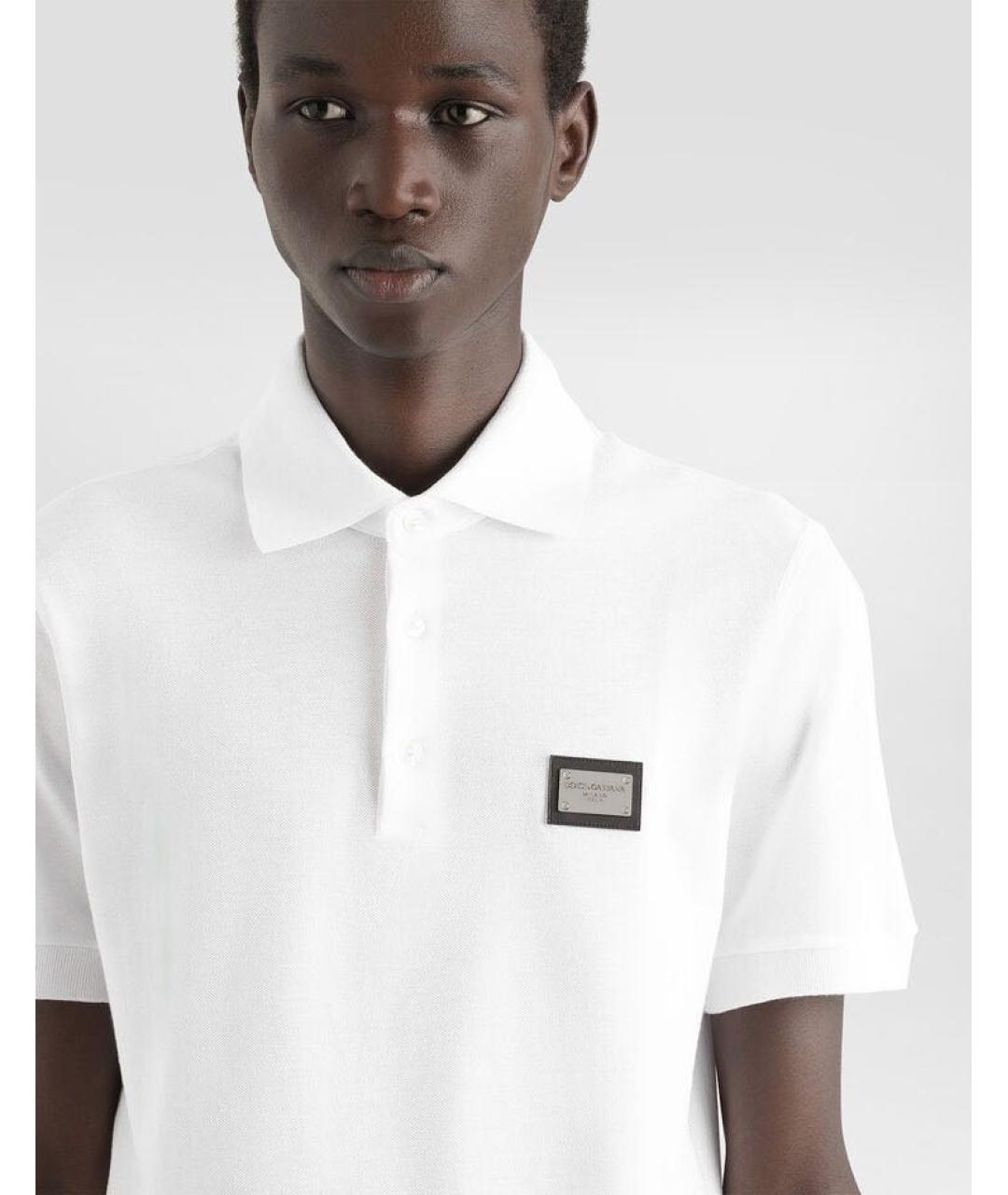 DOLCE&GABBANA Белое хлопковое поло с коротким рукавом, фото 3