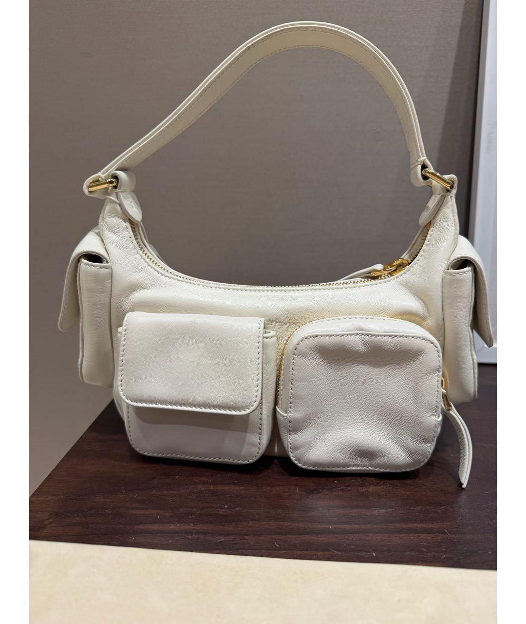 MIU MIU Белая кожаная сумка с короткими ручками, фото 2
