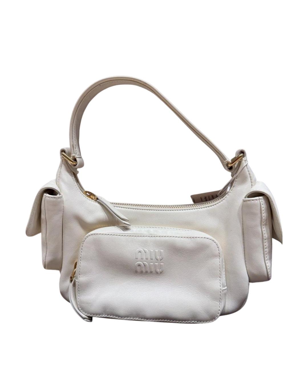 MIU MIU Белая кожаная сумка с короткими ручками, фото 1