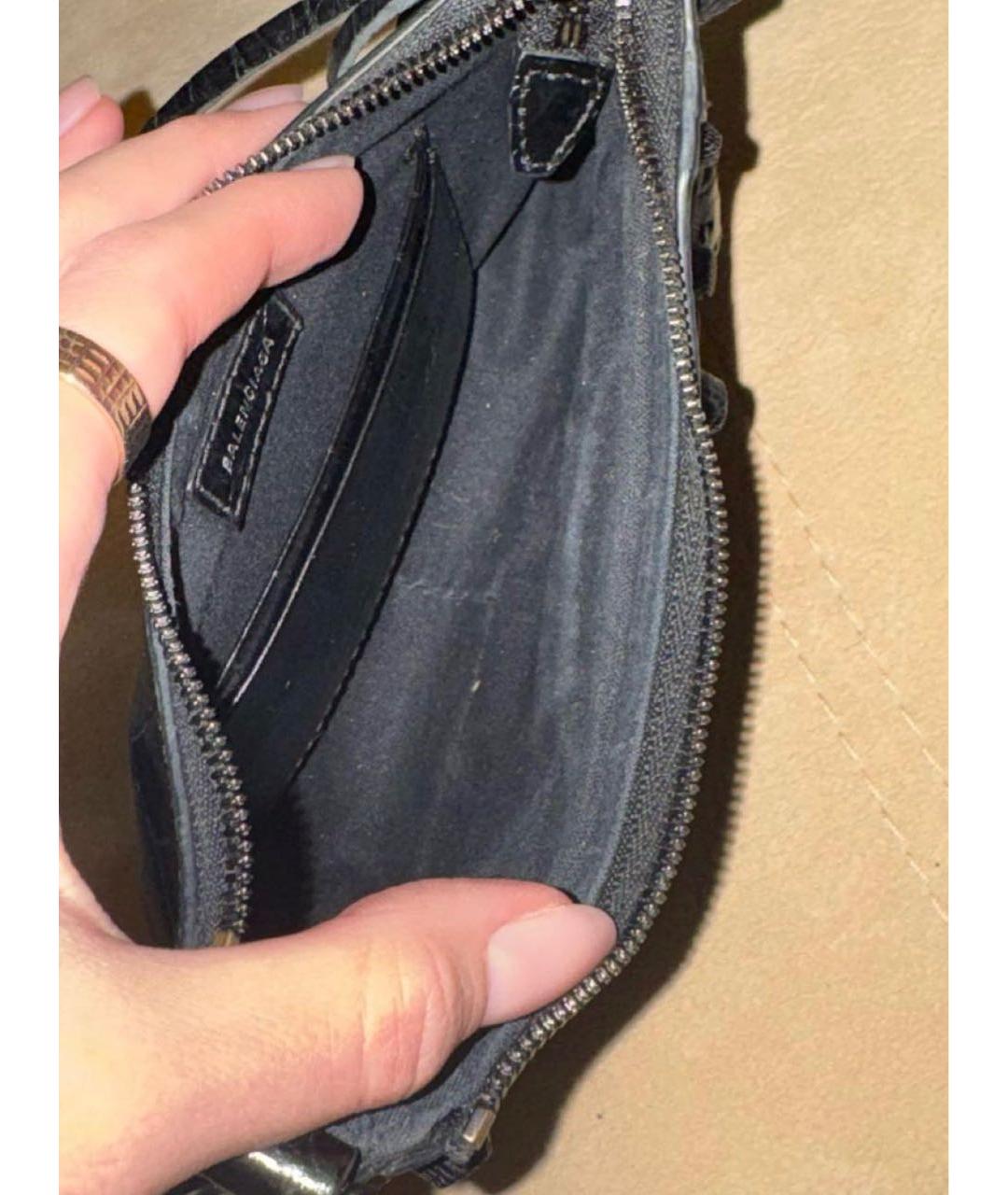 BALENCIAGA Черная кожаная сумка с короткими ручками, фото 4