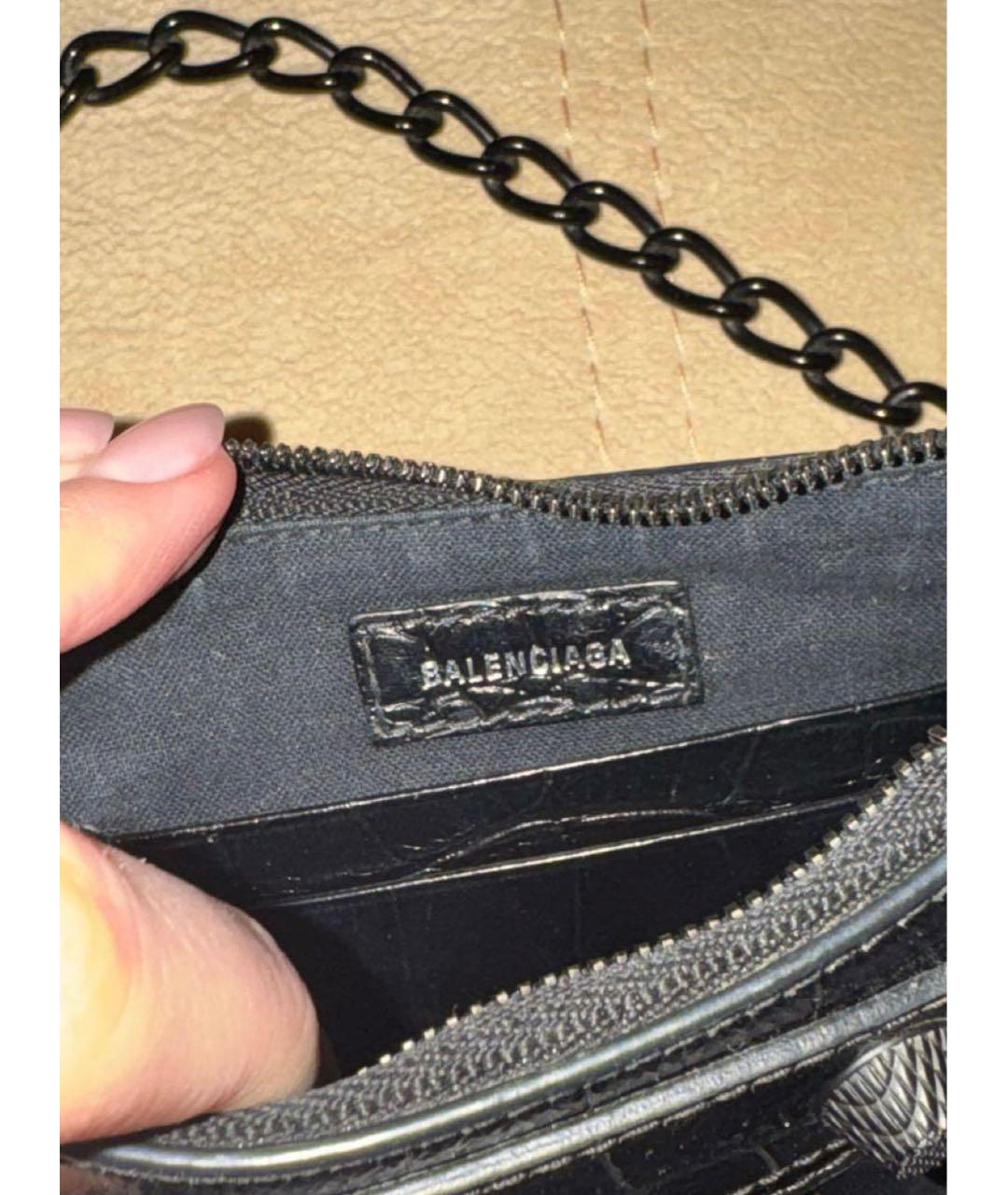 BALENCIAGA Черная кожаная сумка с короткими ручками, фото 5