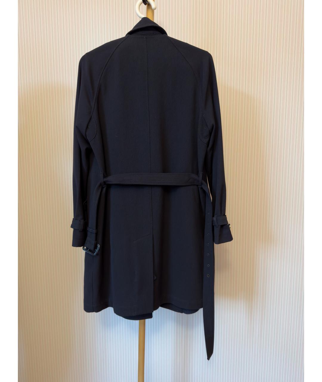 ACNE STUDIOS Синий хлопко-эластановый тренч/плащ, фото 2