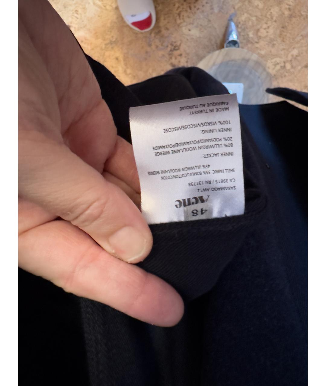 ACNE STUDIOS Синий хлопко-эластановый тренч/плащ, фото 3