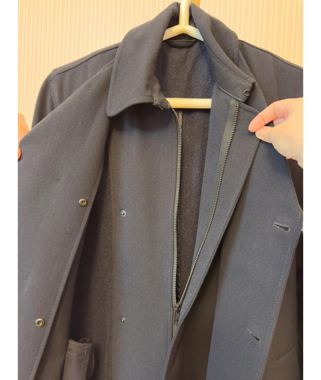 ACNE STUDIOS Синий хлопко-эластановый тренч/плащ, фото 4