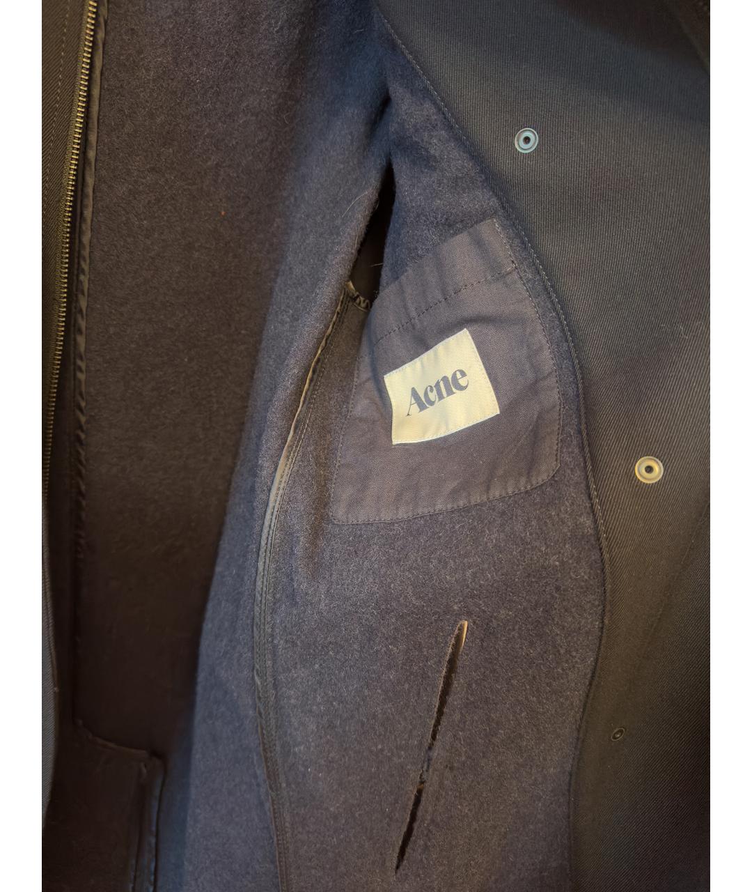 ACNE STUDIOS Синий хлопко-эластановый тренч/плащ, фото 5