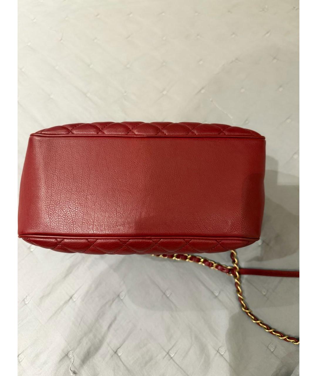 CHANEL Бордовая кожаная сумка с короткими ручками, фото 6