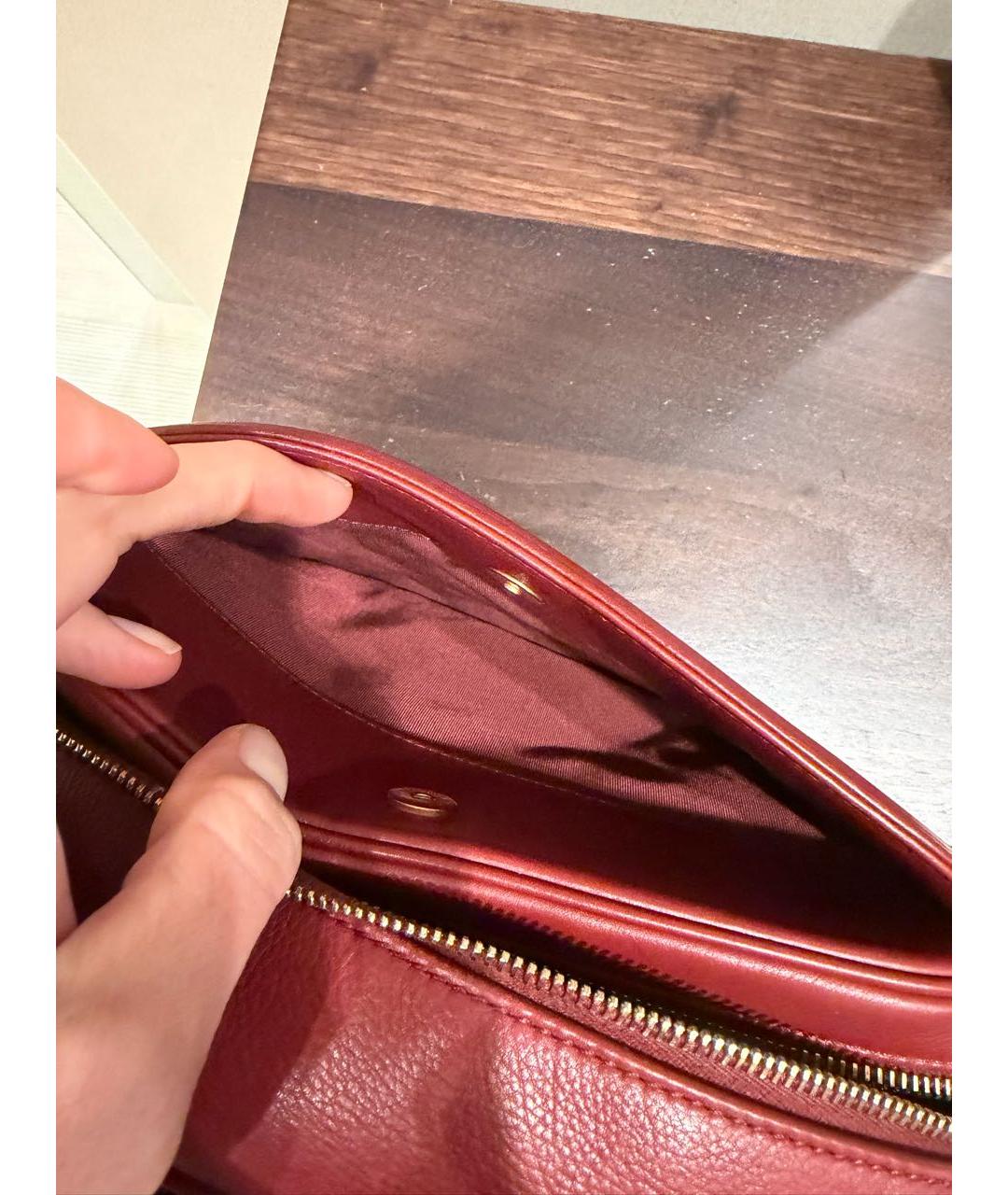 CHANEL Бордовая кожаная сумка с короткими ручками, фото 5