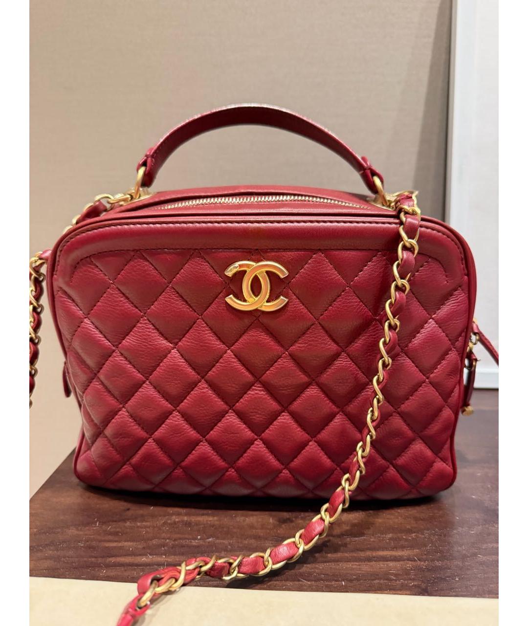 CHANEL Бордовая кожаная сумка с короткими ручками, фото 8