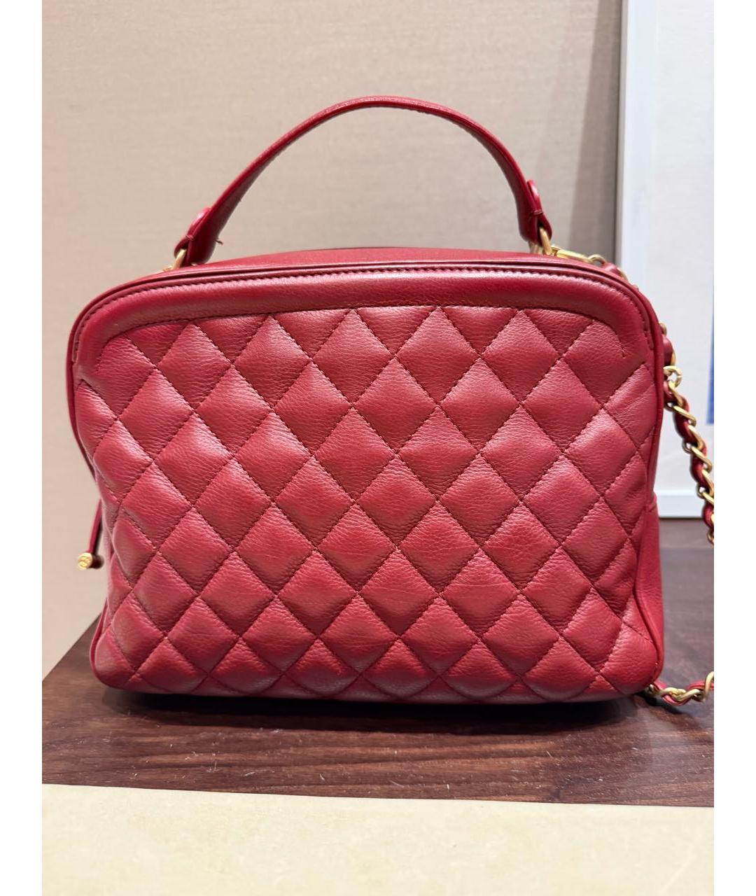 CHANEL Бордовая кожаная сумка с короткими ручками, фото 2