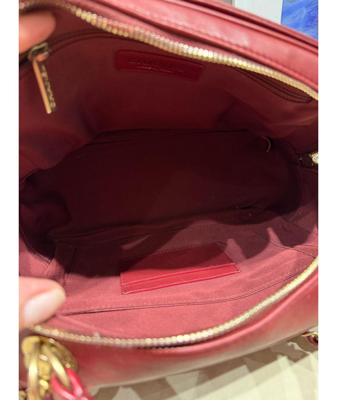 CHANEL Бордовая кожаная сумка с короткими ручками, фото 3