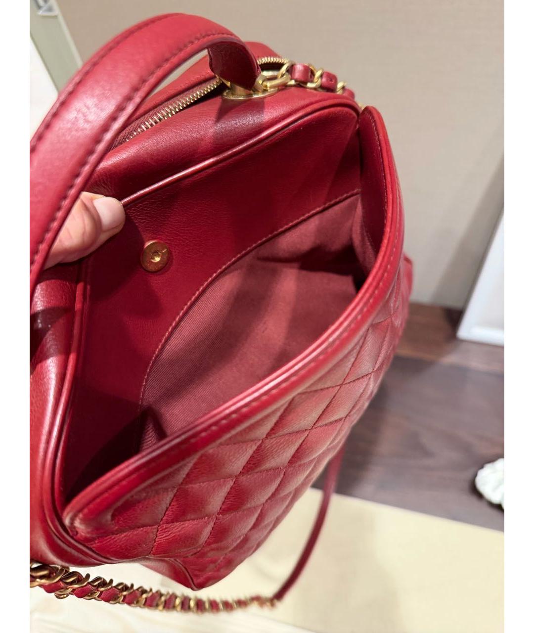 CHANEL Бордовая кожаная сумка с короткими ручками, фото 4