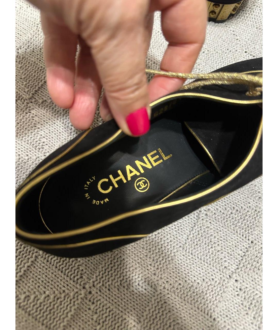 CHANEL Черные замшевые брогги и оксфорды, фото 4