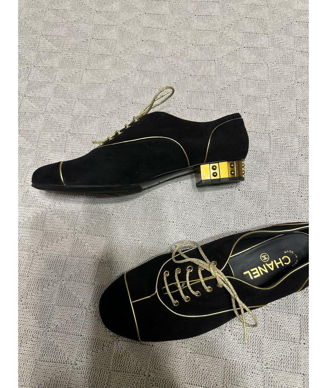 CHANEL Черные замшевые брогги и оксфорды, фото 9