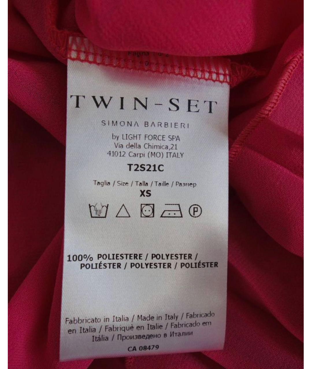 TWIN-SET Коралловое полиэстеровое коктейльное платье, фото 7