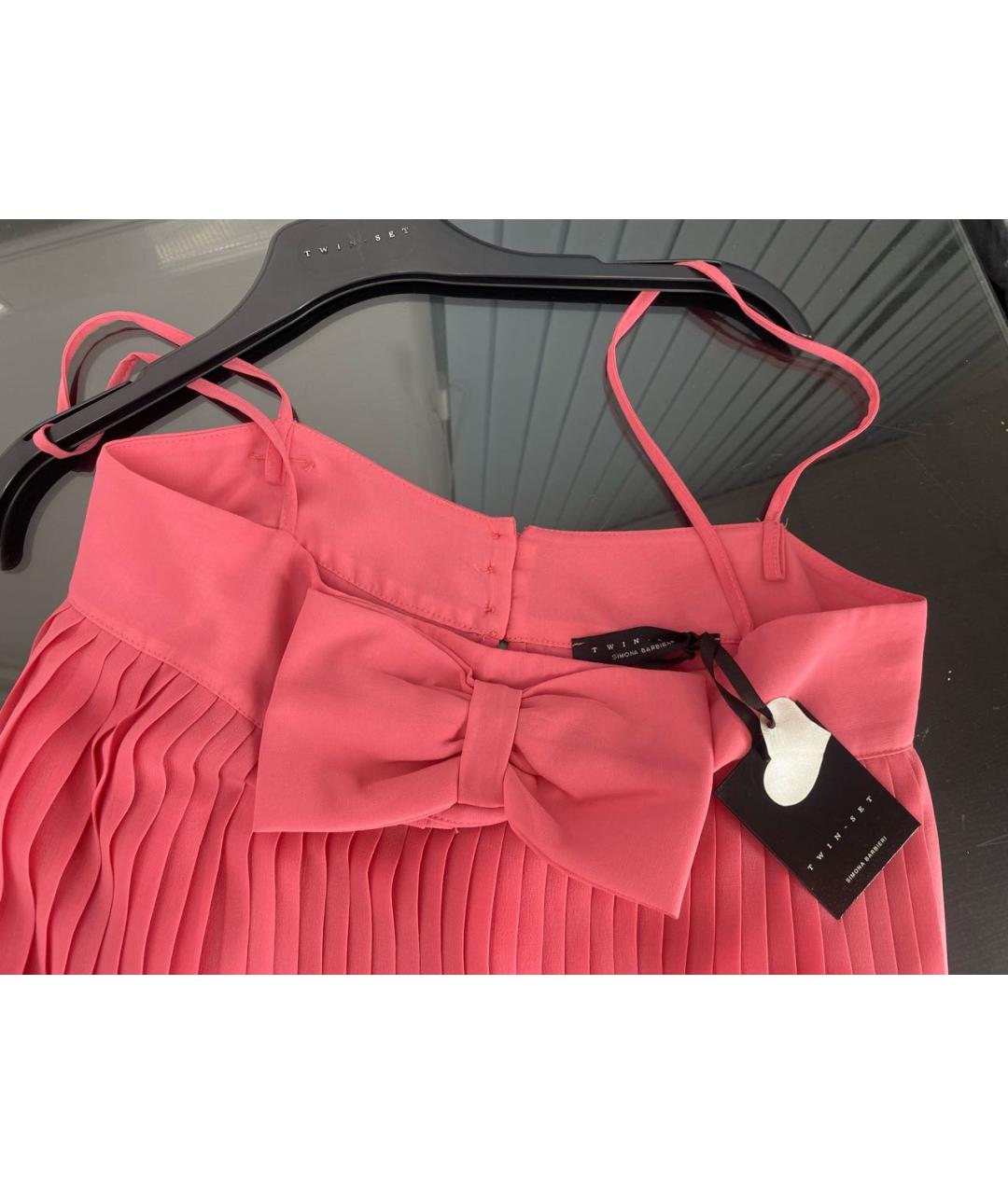 TWIN-SET Коралловое полиэстеровое коктейльное платье, фото 3