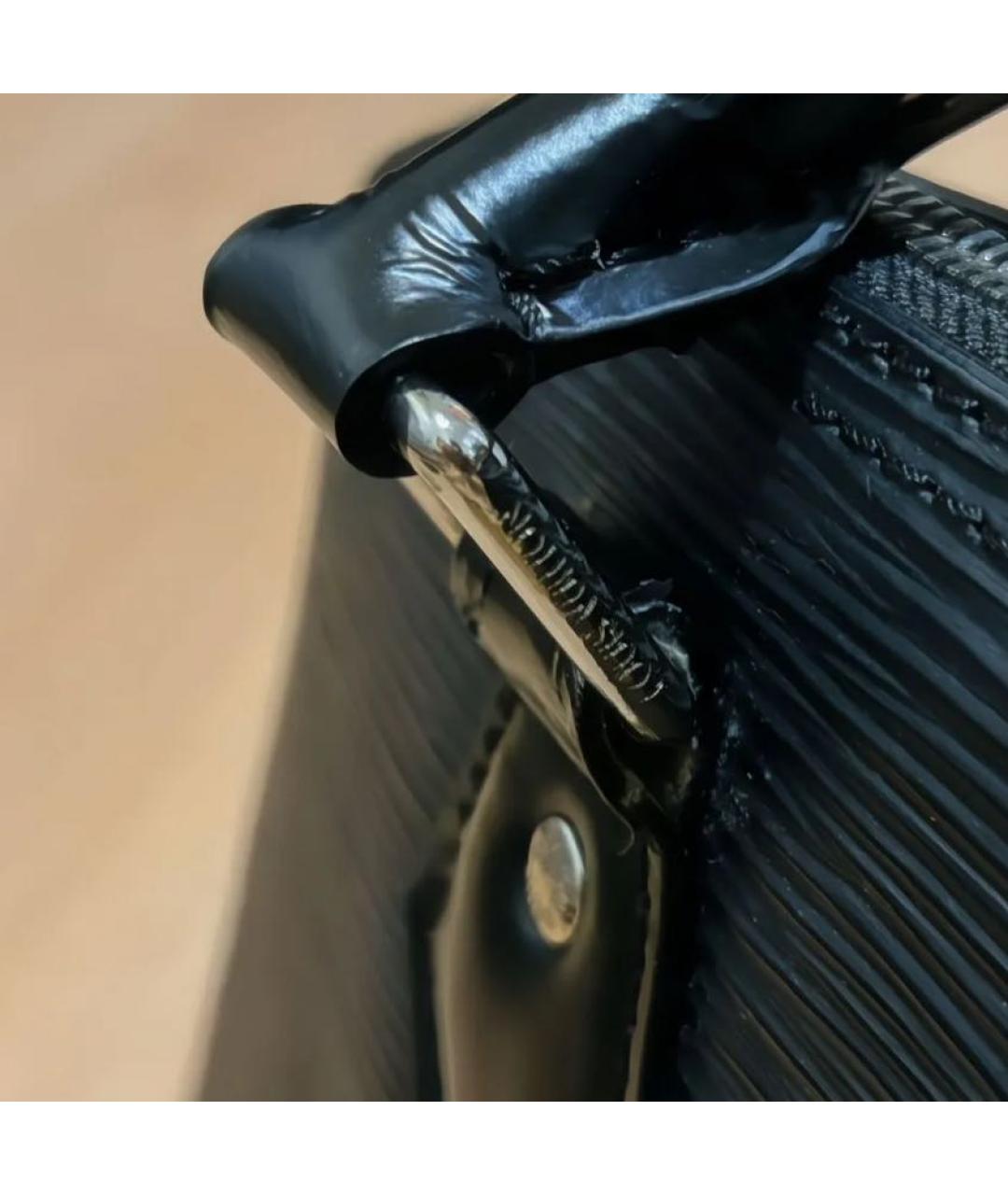 LOUIS VUITTON Черная кожаная сумка с короткими ручками, фото 2