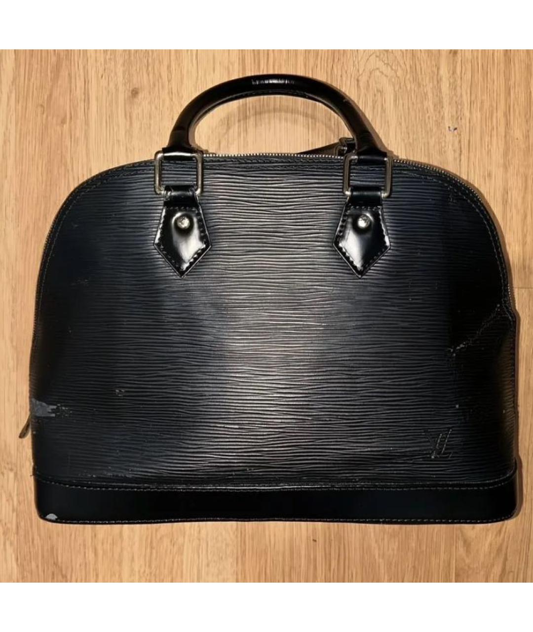 LOUIS VUITTON Черная кожаная сумка с короткими ручками, фото 8